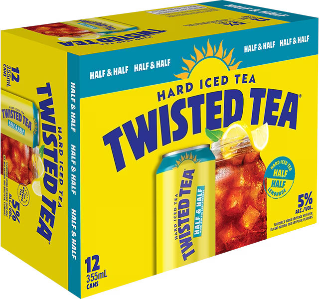 Twisted Tea Half & Half 12-pack hard iced tea cans.